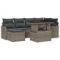 Preview: 7-teiliges Garten Sofa Set mit Kissen in Grau Poly Rattan, 2-Sitzer Garten Sofa mit Kissen in Grau Poly Rattan