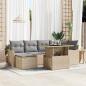Preview: ARDEBO.de - 7-teiliges Garten Sofa Set mit Kissen aus beigem Poly Rattan, 2-Sitzer Garten Sofa mit Kissen aus beigem Poly Rattan
