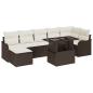 Preview: 8-teiliges Garten Sofa Set mit Kissen Braun Poly Rattan, 2-Sitzer Garten Sofa mit Kissen Braun Poly Rattan
