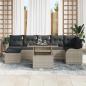 Preview: 8-teiliges Garten-Sofa-Set mit Kissen Hellgrau Poly Rattan, 2-Sitzer Garten-Sofa mit Kissen Hellgrau Poly Rattan