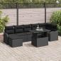 Preview: ARDEBO.de - 8-teiliges Garten Sofa Set mit Kissen Schwarz Poly Rattan, 2-Sitzer Garten Sofa mit Kissen Schwarz Poly Rattan