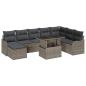 Preview: 9-teiliges Garten Sofaset mit Kissen Grau Poly Rattan, 2-Sitzer Garten Sofa mit Kissen Grau Poly Rattan