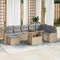 Preview: ARDEBO.de - 9-teiliges Garten Sofa Set mit Kissen Beige Poly Rattan, 2-Sitzer Garten Sofa mit Kissen Beige Poly Rattan