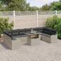 Preview: 11-teiliges Garten Sofa Set mit Kissen Hellgrau Poly Rattan, 2-Sitzer Garten Sofa mit Kissen Hellgrau Poly Rattan