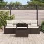 Preview: 5-teiliges Garten-Sofa-Set mit Kissen Braun Poly-Rattan, 2-Sitzer Garten-Sofa mit Kissen Braun Poly-Rattan