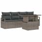 Preview: 5-teiliges Garten Sofa Set mit Kissen Grau Poly Rattan, 2-Sitzer Garten Sofa mit Kissen Grau Poly Rattan