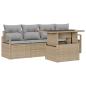 Preview: 5-teiliges Garten-Sofa-Set mit Kissen Beige Poly-Rattan, 2-Sitzer Garten-Sofa mit Kissen Beige Poly-Rattan