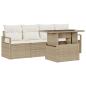 Preview: 5-teiliges Garten-Sofa-Set mit Kissen Beige Poly-Rattan, 2-Sitzer Garten-Sofa mit Kissen Beige Poly-Rattan