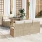 Preview: ARDEBO.de - 6-teiliges Garten-Sofa-Set mit Kissen Beige Poly Rattan, 2-Sitzer Garten-Sofa mit Kissen Beige Poly Rattan