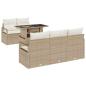 Preview: 6-teiliges Garten-Sofa-Set mit Kissen Beige Poly Rattan, 2-Sitzer Garten-Sofa mit Kissen Beige Poly Rattan