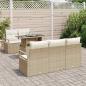 Preview: 6-teiliges Garten-Sofa-Set mit Kissen Beige Poly Rattan, 2-Sitzer Garten-Sofa mit Kissen Beige Poly Rattan