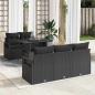 Preview: ARDEBO.de - 6-Teiliges Garten Sofa Set mit Kissen Schwarz Poly Rattan, 2-Sitzer Garten Sofa mit Kissen Schwarz Poly Rattan