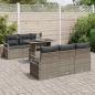 Preview: 7-teiliges Garten Sofa Set mit Kissen Grau Poly Rattan, 2-Sitzer Garten Sofa mit Kissen Grau Poly Rattan