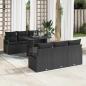 Preview: ARDEBO.de - 7-teiliges Garten Sofa Set mit Kissen Schwarz Poly Rattan, 2-Sitzer Garten Sofa mit Kissen Schwarz Poly Rattan