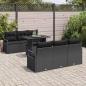 Preview: 7-teiliges Garten Sofa Set mit Kissen Schwarz Poly Rattan, 2-Sitzer Garten Sofa mit Kissen Schwarz Poly Rattan