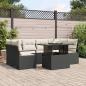 Preview: ARDEBO.de - Gartensofa-set mit Speicher 7 pcs Schwarz Poly-Rattan