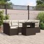 Preview: ARDEBO.de - 7-teiliges Garten-Sofa-Set mit Kissen in Braun aus Poly Rattan, 2-Sitzer Garten-Sofa mit Kissen in Braun aus Poly Rattan