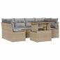 Preview: 7-teiliges Garten Sofa Set mit Kissen Beige Poly Rattan, 2-Sitzer Garten Sofa mit Kissen Beige Poly Rattan