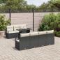 Preview: ARDEBO.de - 8-teiliges Garten-Sofa-Set mit Kissen Schwarz Poly-Rattan, 2-Sitzer Garten-Sofa mit Kissen Schwarz Poly-Rattan