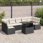 Preview: ARDEBO.de - 8-teiliges Garten-Sofa-Set mit Kissen schwarzes Poly-Rattan, 2-Sitzer Garten-Sofa mit Kissen schwarzes Poly-Rattan
