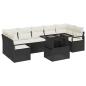 Preview: 8-teiliges Garten-Sofa-Set mit Kissen schwarzes Poly-Rattan, 2-Sitzer Garten-Sofa mit Kissen schwarzes Poly-Rattan