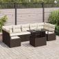 Preview: ARDEBO.de - 8-teiliges Garten Sofa Set mit Kissen Braun Poly Rattan, 2-Sitzer Garten Sofa mit Kissen Braun Poly Rattan