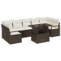 Preview: 8-teiliges Garten Sofa Set mit Kissen Braun Poly Rattan, 2-Sitzer Garten Sofa mit Kissen Braun Poly Rattan