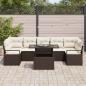 Preview: 8-teiliges Garten Sofa Set mit Kissen Braun Poly Rattan, 2-Sitzer Garten Sofa mit Kissen Braun Poly Rattan