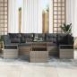 Preview: 8-teiliges Garten-Sofa-Set mit Kissen Grau Poly Rattan, 2-Sitzer Garten-Sofa mit Kissen Grau Poly Rattan
