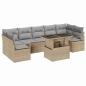 Preview: 8-teiliges Garten Sofaset mit Kissen Beige Poly Rattan, 2-Sitzer Garten Sofa mit Kissen Beige Poly Rattan