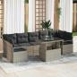 Preview: ARDEBO.de - 8-teiliges Garten Sofa Set mit Kissen Hellgrau Poly Rattan, 2-Sitzer Garten Sofa mit Kissen Grau Poly Rattan