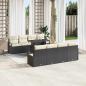 Preview: 9-teiliges Garten Sofa Set mit Kissen Schwarz Poly Rattan, 2-Sitzer Garten Sofa mit Kissen Schwarz Poly Rattan