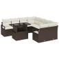 Preview: 9-teiliges Garten Sofa Set mit Kissen Braun Poly Rattan, 2-Sitzer Garten Sofa mit Kissen Braun Poly Rattan