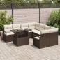 Preview: 9-teiliges Garten Sofa Set mit Kissen Braun Poly Rattan, 2-Sitzer Garten Sofa mit Kissen Braun Poly Rattan