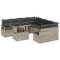 Preview: 9-Teiliges Garten Sofa Set mit Kissen Hellgrau Poly Rattan, 2-Sitzer Garten Sofa mit Kissen Grau Poly Rattan