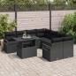 Preview: 9-teiliges Garten Sofa Set mit Kissen Schwarz Poly-Rattan, 2-Sitzer Garten Sofa mit Kissen Schwarz Poly-Rattan