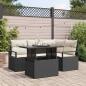 Preview: ARDEBO.de - 5tlg Garten Sofa Set mit Kissen Schwarz Poly Rattan, 2-Sitzer Garten Sofa mit Kissen Schwarz Poly Rattan