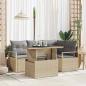 Preview: ARDEBO.de - 5-teiliges Garten-Sofa-Set mit Kissen Beige Poly-Rattan, 2-Sitzer Garten-Sofa mit Kissen Beige Poly-Rattan