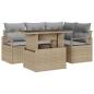Preview: 5-teiliges Garten-Sofa-Set mit Kissen Beige Poly-Rattan, 2-Sitzer Garten-Sofa mit Kissen Beige Poly-Rattan