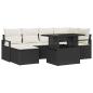 Preview: 7-teiliges Garten Sofa Set mit Kissen Schwarz Poly Rattan, 2-Sitzer Garten Sofa mit Kissen Schwarz Poly Rattan