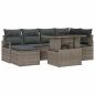 Preview: 7-teiliges Garten Sofa Set mit Kissen Grau Poly Rattan, 2-Sitzer Garten Sofa mit Kissen Grau Poly Rattan