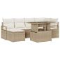 Preview: 7-teiliges Garten Sofa Set mit Kissen Beige Poly Rattan, 2-Sitzer Garten Sofa mit Kissen Beige Poly Rattan