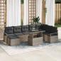 Preview: ARDEBO.de - 9-teiliges Garten Sofa Set mit Kissen Grau Poly Rattan, 2-Sitzer Garten Sofa mit Kissen Grau Poly Rattan