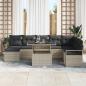 Preview: 9-teiliges Garten-Sofa-Set mit Kissen Hellgrau Poly Rattan, 2-Sitzer Garten-Sofa mit Kissen Grau Poly Rattan