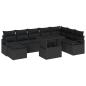 Preview: 9-teiliges Garten Sofaset mit Kissen Schwarz Poly Rattan, 2-Sitzer Garten Sofa mit Kissen Schwarz Poly Rattan
