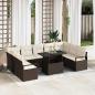 Preview: ARDEBO.de - 10-teiliges Garten Sofa Set mit Kissen, braunes Poly Rattan, 2-Sitzer Garten Sofa mit Kissen, braunes Poly Rattan