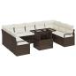 Preview: 10-teiliges Garten Sofa Set mit Kissen, braunes Poly Rattan, 2-Sitzer Garten Sofa mit Kissen, braunes Poly Rattan