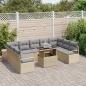 Preview: ARDEBO.de - 10-teiliges Garten Sofa Set mit Kissen Beige Poly Rattan, 2-Sitzer Garten Sofa mit Kissen Beige Poly Rattan
