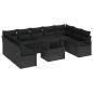 Preview: 10-teiliges Garten-Sofa-Set mit Kissen Schwarz Poly-Rattan, 2-Sitzer Garten-Sofa mit Kissen Schwarz Poly-Rattan