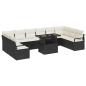 Preview: 11-teiliges Garten-Sofa-Set mit Kissen Schwarz Poly Rattan, 2-Sitzer Garten-Sofa mit Kissen Schwarz Poly Rattan